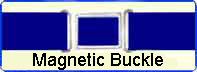Magnetic buckle for elastic stretch belts with nickel or brass finish