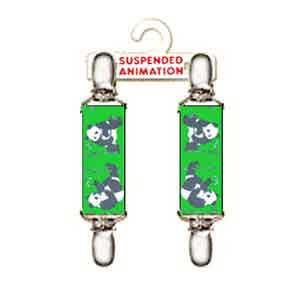 Mitten clips with pandas on green design