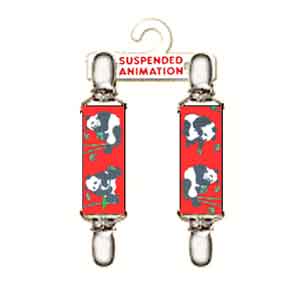 Mitten clips with pandas on red design