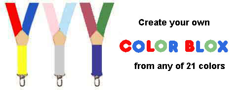 Create Your Own Color combinations for Kids Suspenders. Have fun letting the kids pick their own colors.