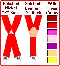 Solid color kids suspenders in red, fuchsia and pink
