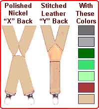 Solid color kids suspenders in charcoal, brown and khaki