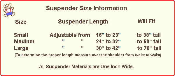 Suspender Size Chart